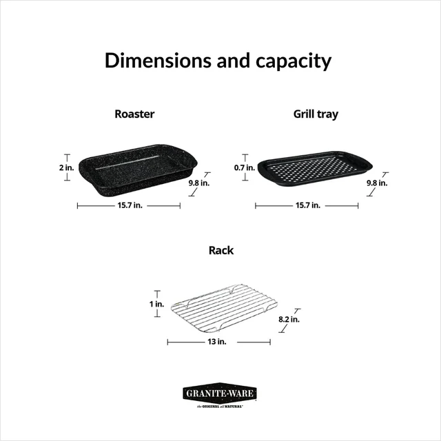 Dimensions of the three-piece cooking set
