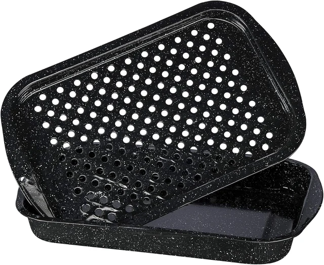 Perforated grill tray and roasting pan
