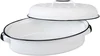15-inch white oval roaster and lid