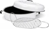 18-inch white oval roaster, lid and rack
